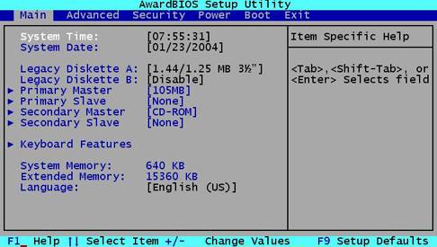 BIOS SCREEN